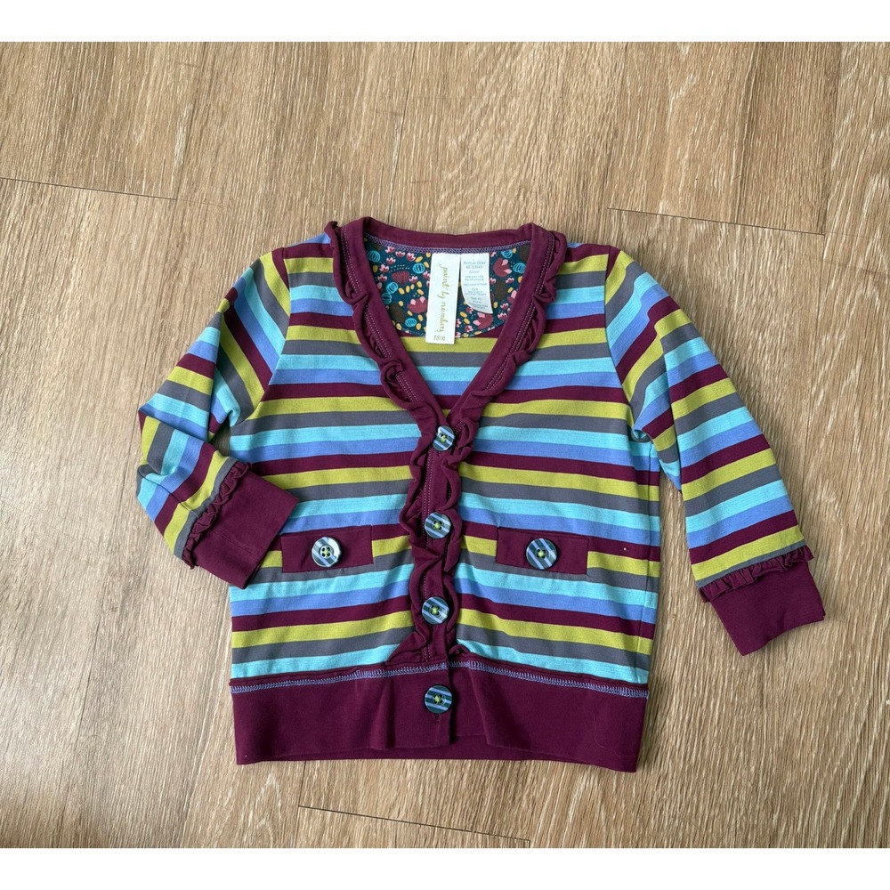 Matilda Jane Paint By Numbers Striped Button Down Cardigan Ruffles Preppy Girly